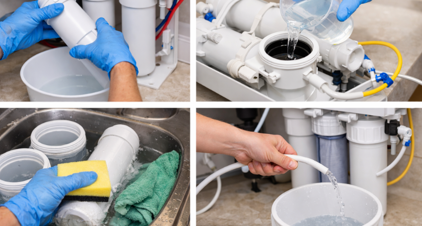How to clean a reverse osmosis system during filter replacement