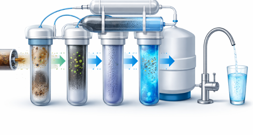 How home water filtration systems work diagram